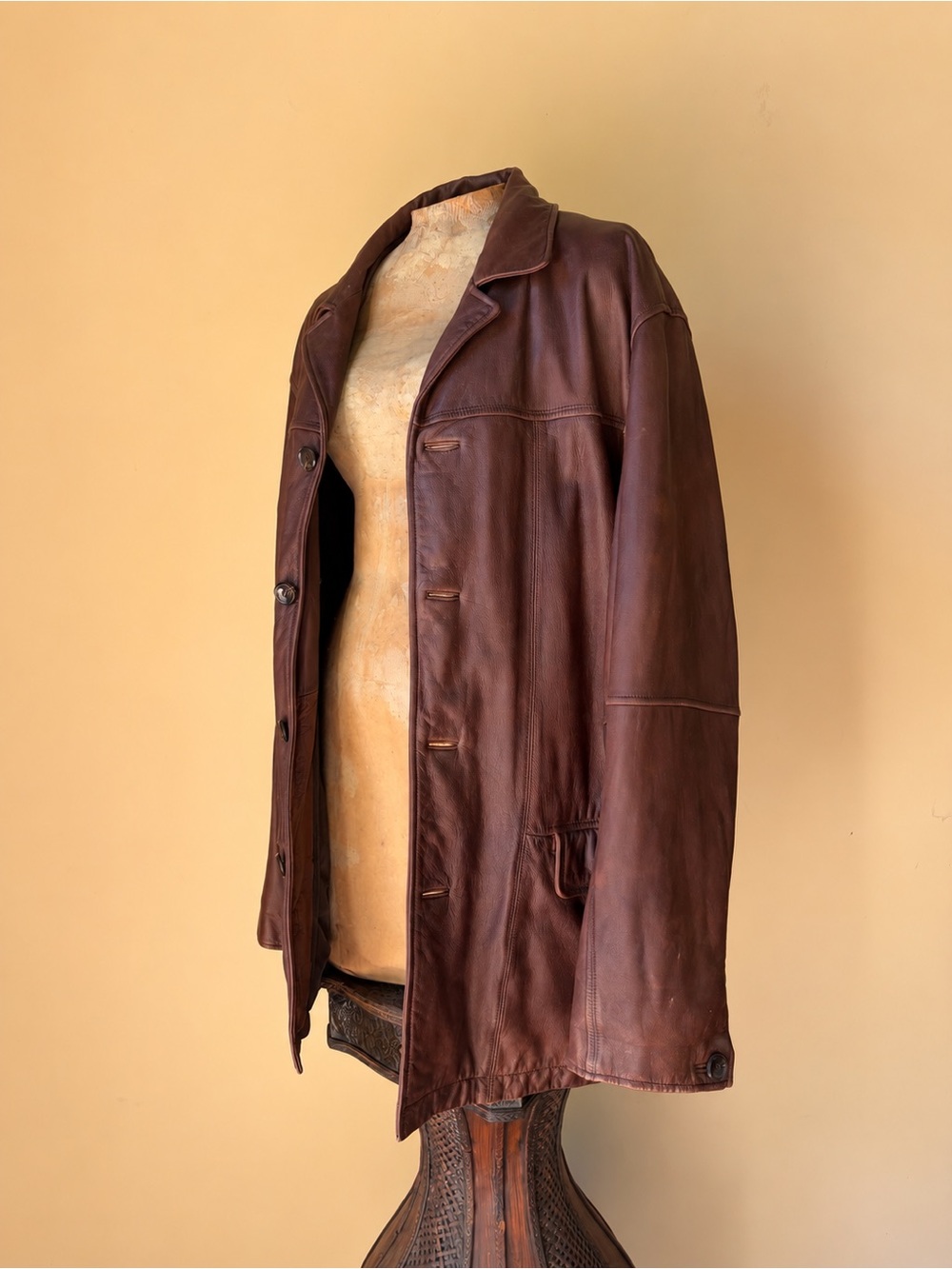 Vtg 90's Wilsons Leather M Julian Brown Leather Car Coat